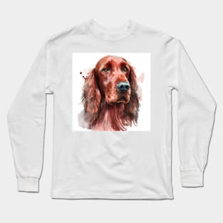 Red Irish Setter Watercolor Portrait Long Sleeve T-Shirt